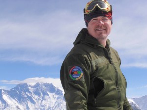 Nigel Lewis on summit of Mera Peak, Nepal.