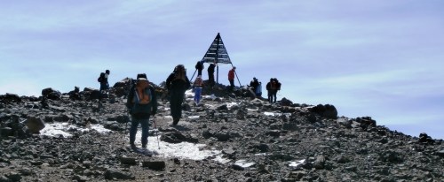 Approaching the summit of Toubkal, Moroccan High Atlas.