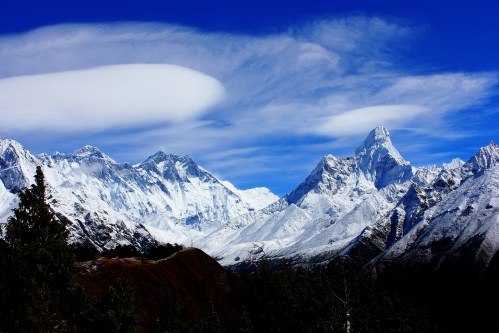 Everest view and Ama Dablam. The path in the foreground leads to The Everest View Hotel.