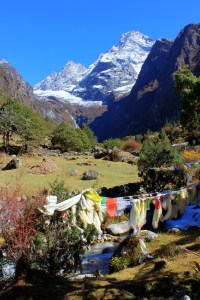 The view up the Thesebu Khola valley to Khumbi Yul Lha, 5,761 metres.