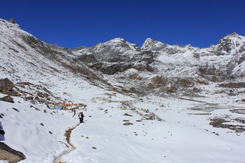 Our campsite was just below 5,000 metres and well above the snow line.