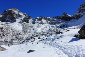 The route takes a line toward the right side of the picture and crosses the horizon about a third in from the right hand side.