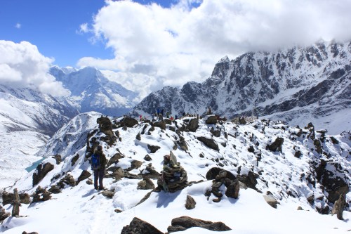 Looking down at the fore summit of the peak.