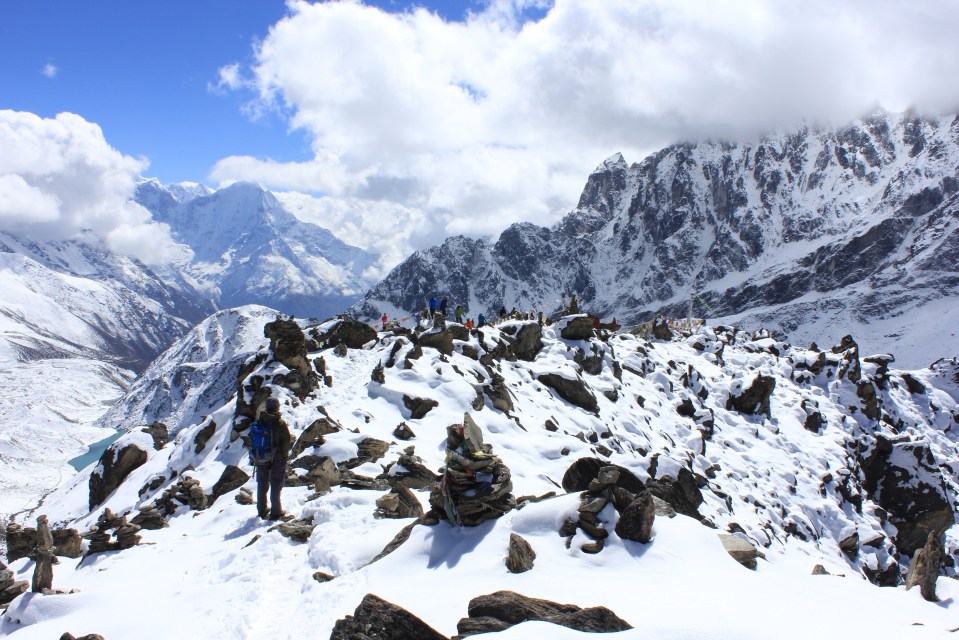 Looking down at the fore summit of the peak.