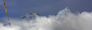 Everest, 8,848 metres and Lhotse, 8,516 metres as seen from Kala Patthar