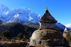 Stupas, Mani stones, chortens and carved boulders dominated the path in every direction.