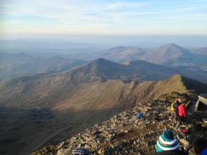 View to Yr Aran  from  Snowdon summit.