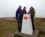 John, Gareth and Penny on Fan Frynych, with the best visibility of the weekend.