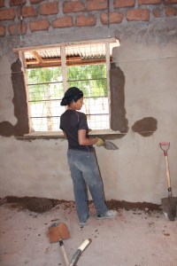 Installing windows into a classroom.