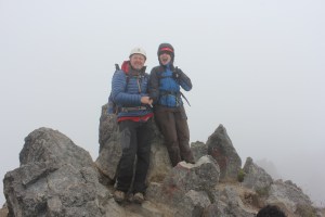 Leader Team members, Nigel Lewis and Sophie M on the summit of Imbabura, 4,630 metres.